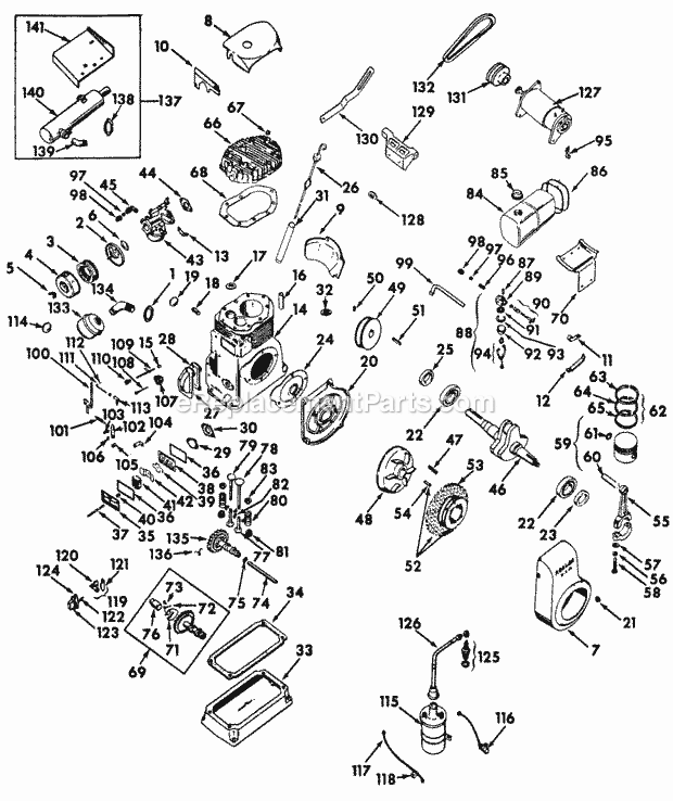 Engine-K241a-10 Hp Diagram and Parts List for 70  Cub Cadet Lawn Tractor